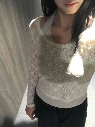 Romantic Flower U-Neck Slim Fit T-Shirt