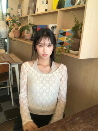 Romantic Flower U-Neck Slim Fit T-Shirt