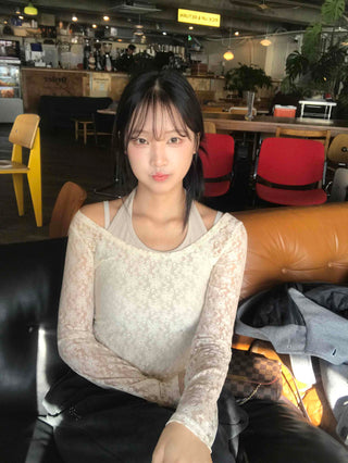 Romantic Flower U-Neck Slim Fit T-Shirt