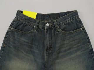 Pony Side Strap Pocket Vintage Washed Denim Bermuda Pants