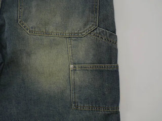 Pony Side Strap Pocket Vintage Washed Denim Bermuda Pants