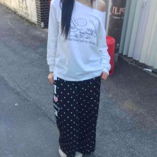 Star Pattern Elastic Waist Flare Jogger Training Pants