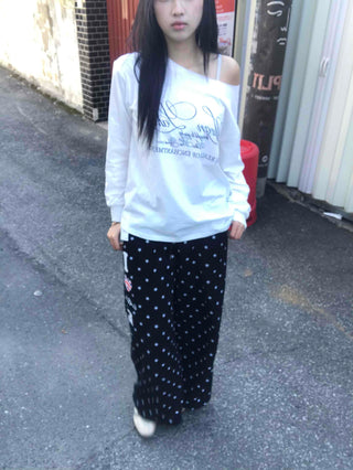 Star Pattern Elastic Waist Flare Jogger Training Pants