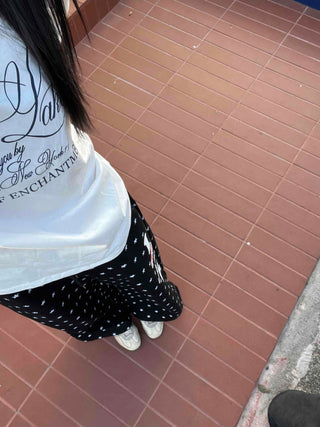 Star Pattern Elastic Waist Flare Jogger Training Pants