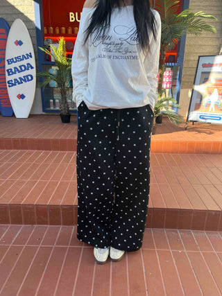 Star Pattern Elastic Waist Flare Jogger Training Pants