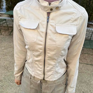 Slim Fit Pocket Short Biker Jacket