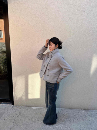 Collared Double-Button Short Coat