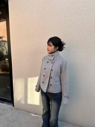 Collared Double-Button Short Coat