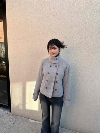 Collared Double-Button Short Coat