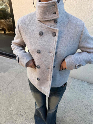 Collared Double-Button Short Coat