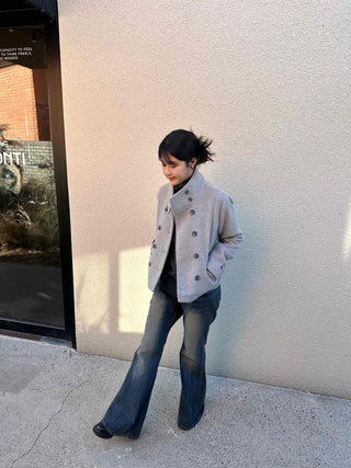 Collared Double-Button Short Coat