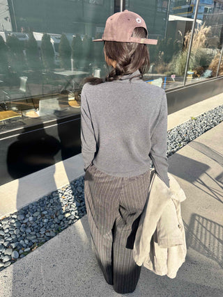Striped Pintuck Wide Slacks