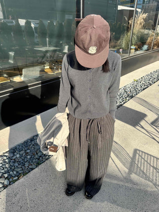 Striped Pintuck Wide Slacks