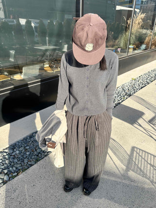 Striped Pintuck Wide Slacks