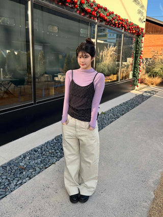 Soft See-through Half-Neck Slim Layered Long Sleeve Tee