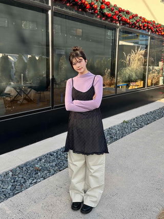 Soft See-through Half-Neck Slim Layered Long Sleeve Tee