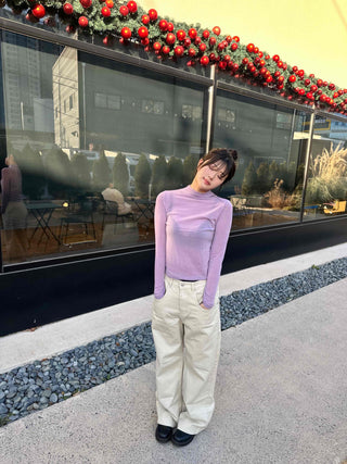 Soft See-through Half-Neck Slim Layered Long Sleeve Tee