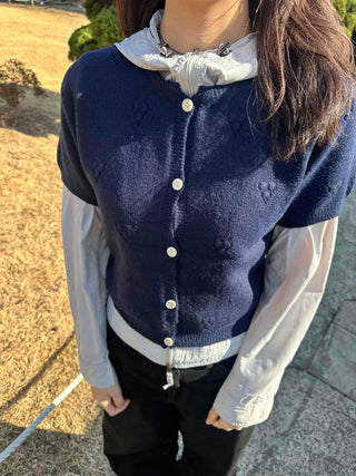 Basic Crop Short Sleeve Knit Cardigan