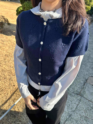 Basic Crop Short Sleeve Knit Cardigan