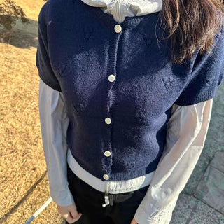 Basic Crop Short Sleeve Knit Cardigan