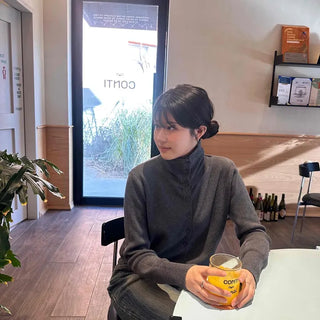 Soft Turtleneck Slim Fit Knit Cardigan