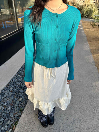 Classic Round Neck Pocket Point Knit Cardigan