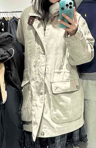 Hooded Cargo Pocket Short Washed Field Jacket