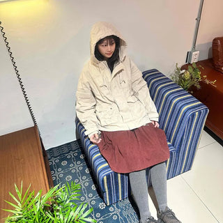 Hooded Cargo Pocket Short Washed Field Jacket