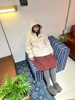 Hooded Cargo Pocket Short Washed Field Jacket