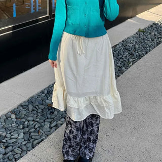 Cotton Soft Elastic A-Line Midi Skirt
