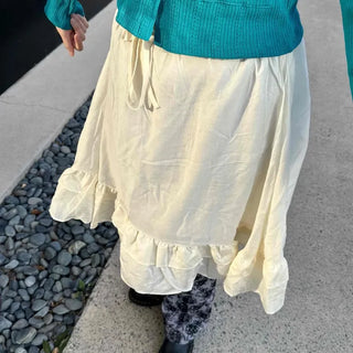 Cotton Soft Elastic A-Line Midi Skirt
