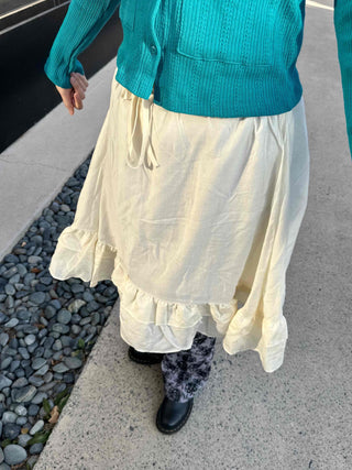 Cotton Soft Elastic A-Line Midi Skirt