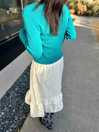 Cotton Soft Elastic A-Line Midi Skirt