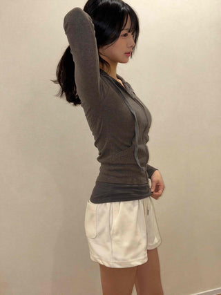 Slim-fit ribbed cropped hoodie