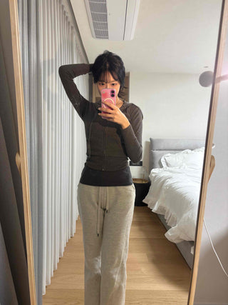 Slim-fit ribbed cropped hoodie