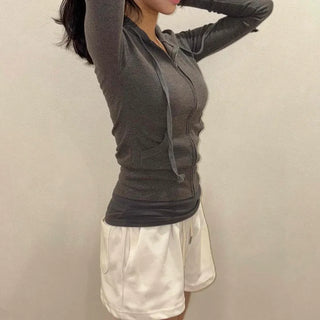 Slim-fit ribbed cropped hoodie