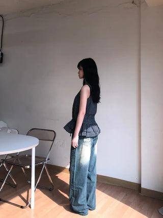 Mure ✱y2k✱ Hip Mood Distressed Damaged Washed Denim Pants