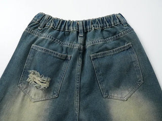 Mure ✱y2k✱ Hip Mood Distressed Damaged Washed Denim Pants