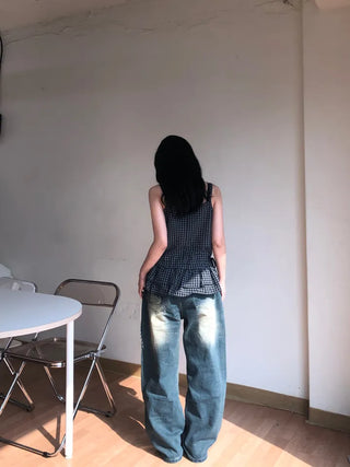 Mure ✱y2k✱ Hip Mood Distressed Damaged Washed Denim Pants