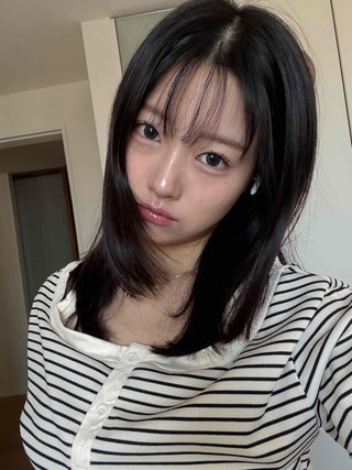 Button Stripe Off-Shoulder Long Sleeve T-shirt