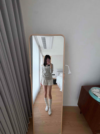 Button Stripe Off-Shoulder Long Sleeve T-shirt