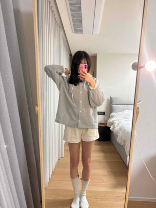 Soft Check Hooded Oversized Shirt