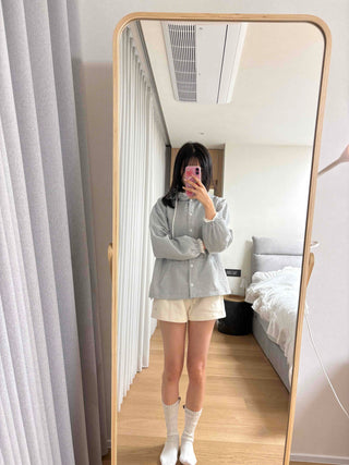 Soft Check Hooded Oversized Shirt