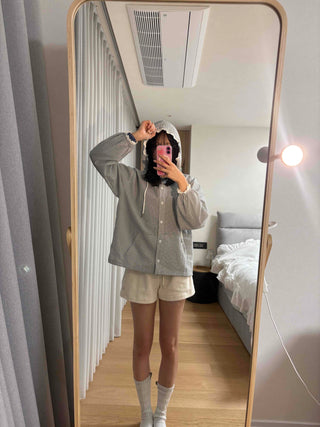 Soft Check Hooded Oversized Shirt