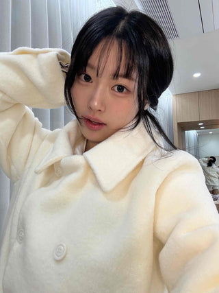 Collared double-button midi coat