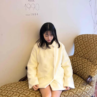 Collared double-button midi coat
