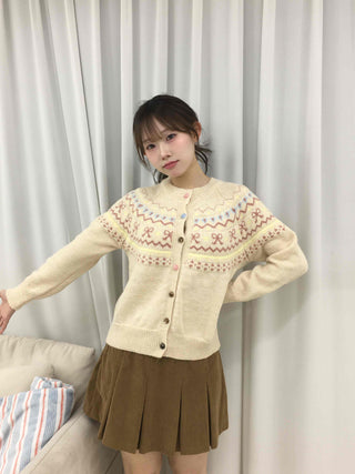 Vintage Flower Jacquard Pattern Knit Cardigan