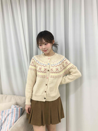 Vintage Flower Jacquard Pattern Knit Cardigan