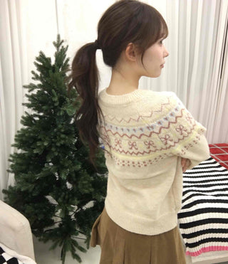 Vintage Flower Jacquard Pattern Knit Cardigan