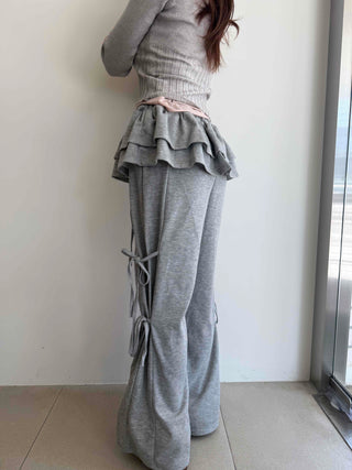 Frill Layered Wide Training Pants